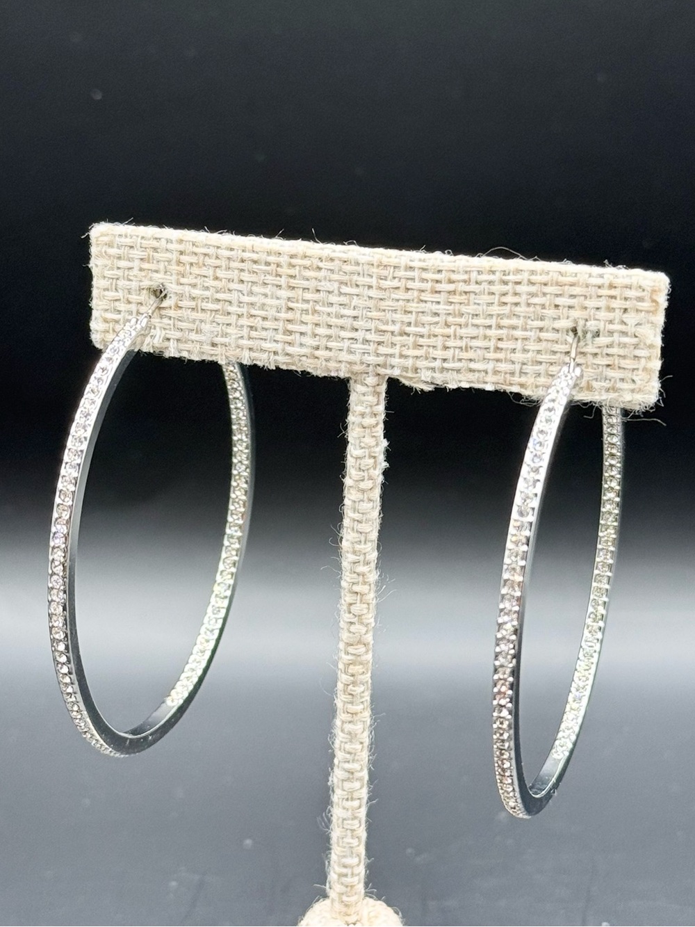 Givenchy Silver-Tone Pavé 2" Inside Out Crystal Hoop Earrings